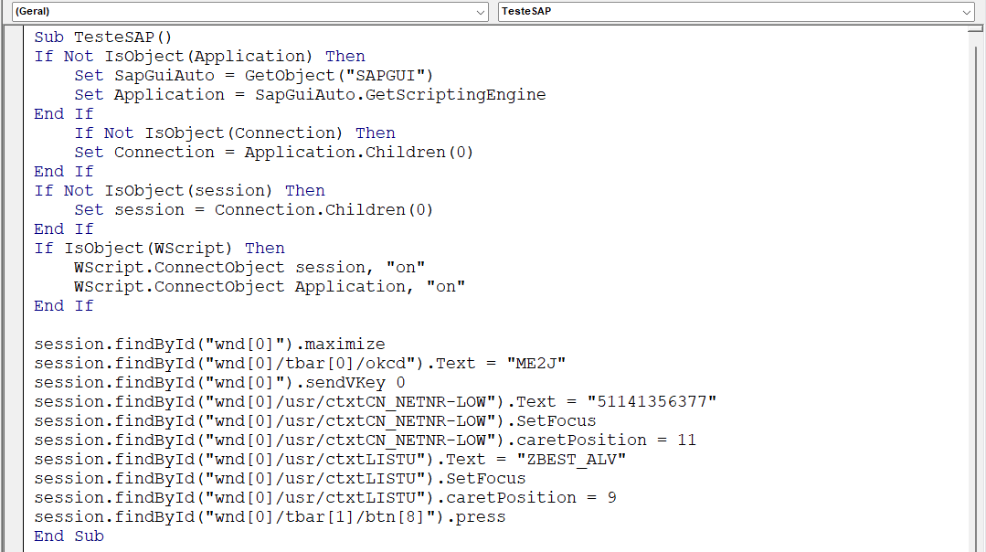 Sap Gui Scripting Excel Vba