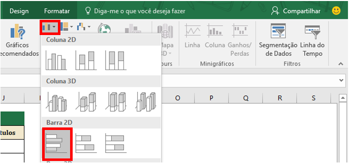Inserir gráfico de barras no Excel