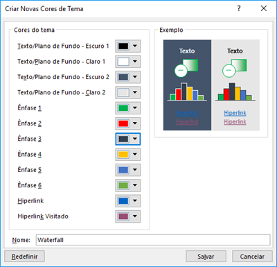 criar cores de tema no Excel