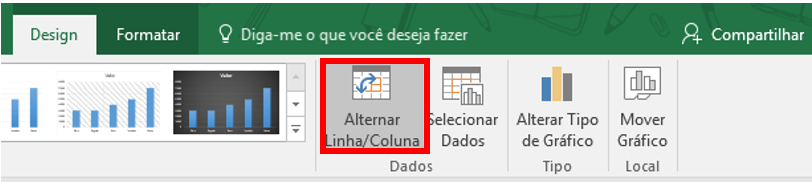 Alternar linha e coluna no gráfico