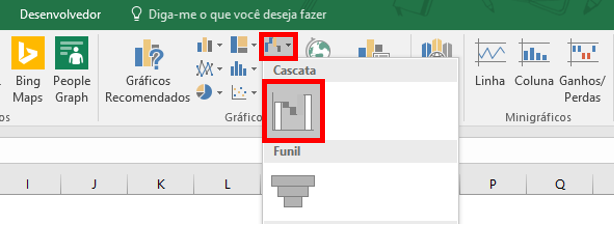 Inserir gráfico Waterfall no Excel