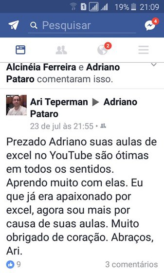 comentário do youtube