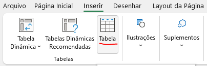 inserir tabela