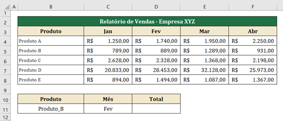 Relatório no Excel