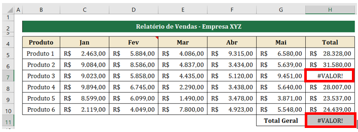 Ir para especial no Excel - erros