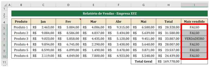 Ir para especial no Excel - valores lógicos