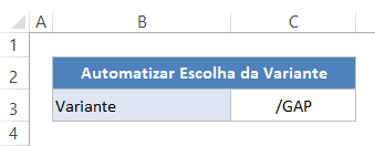 Nome da variante SAP no Excel.